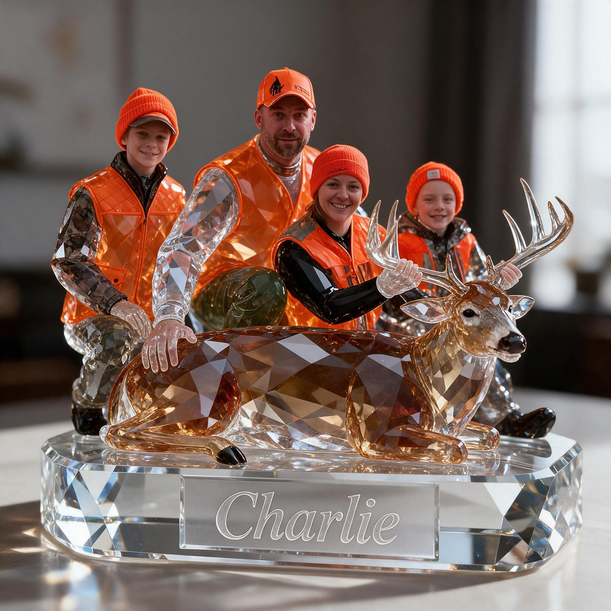Personalized Hunting Family with Deer Custom Shaped Acrylic Plaque
