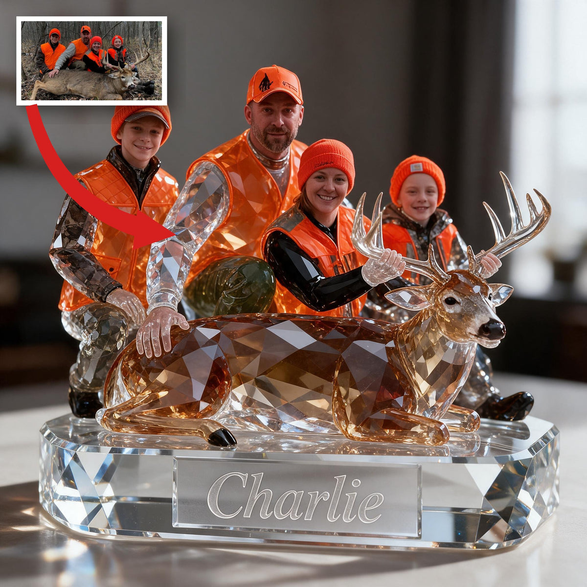 Personalized Hunting Family with Deer Custom Shaped Acrylic Plaque
