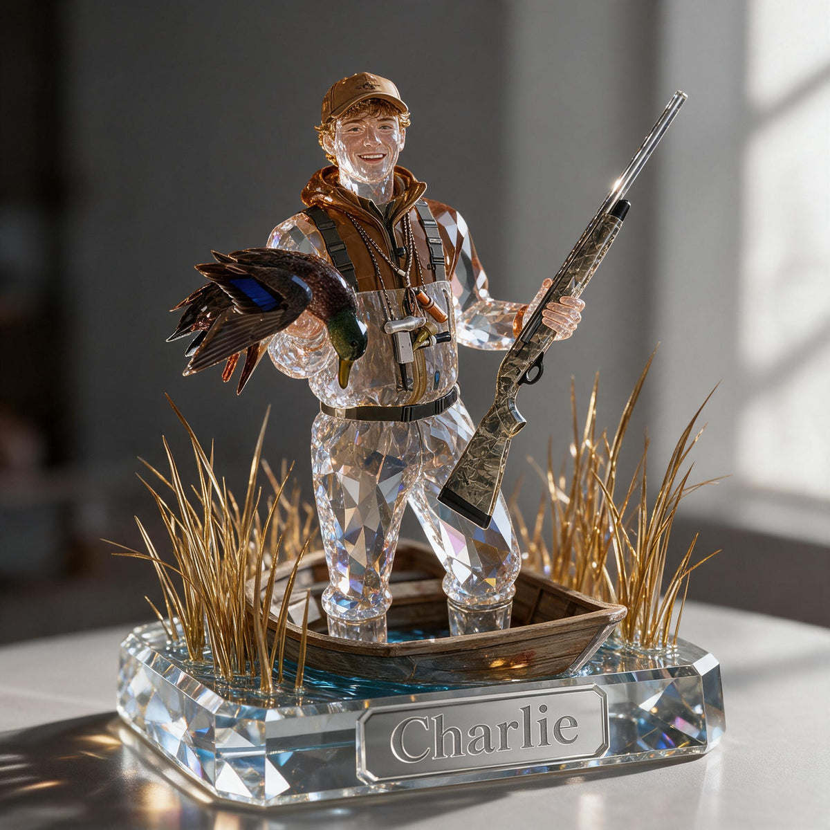 Personalized Duck Hunter Custom Shaped Acrylic Plaque Hunting Gift