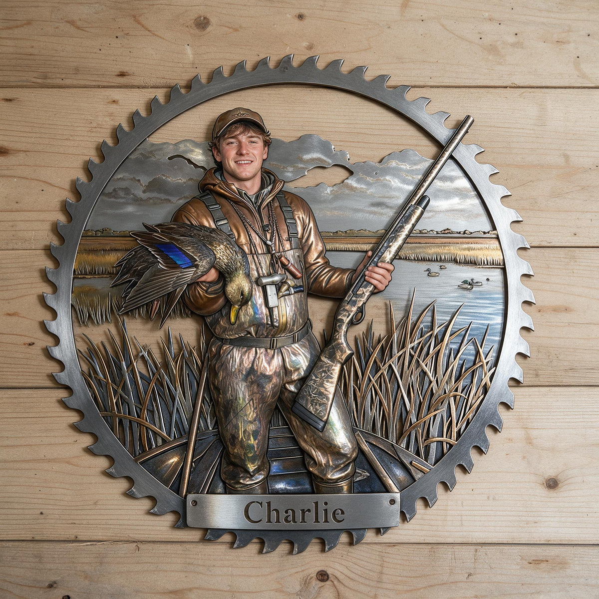 Personalized Duck Hunter 3D Cut Metal Sign Hunting Wall Decor
