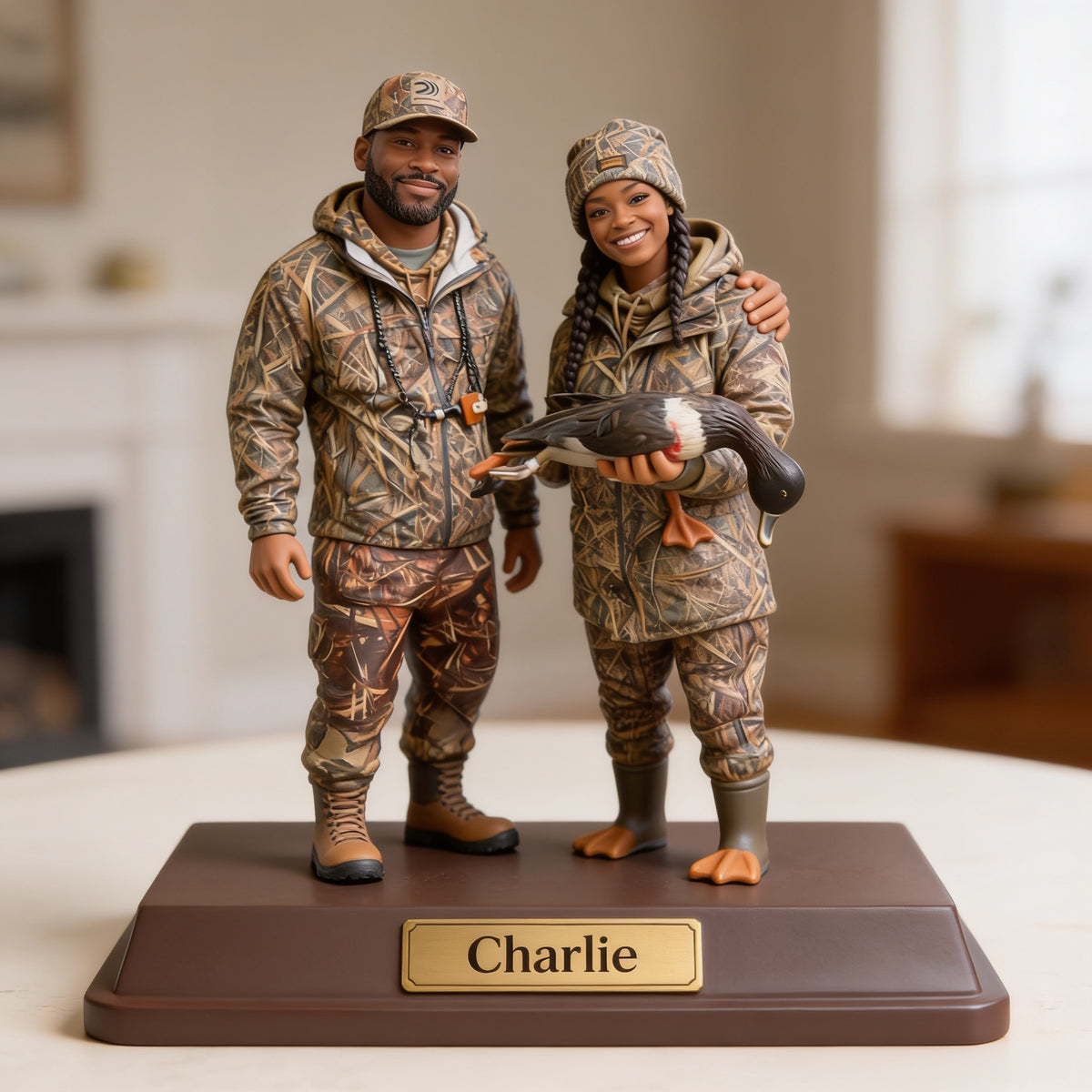 Personalized Black Hunting Couple Custom Shaped Acrylic Plaque Hunter Gift