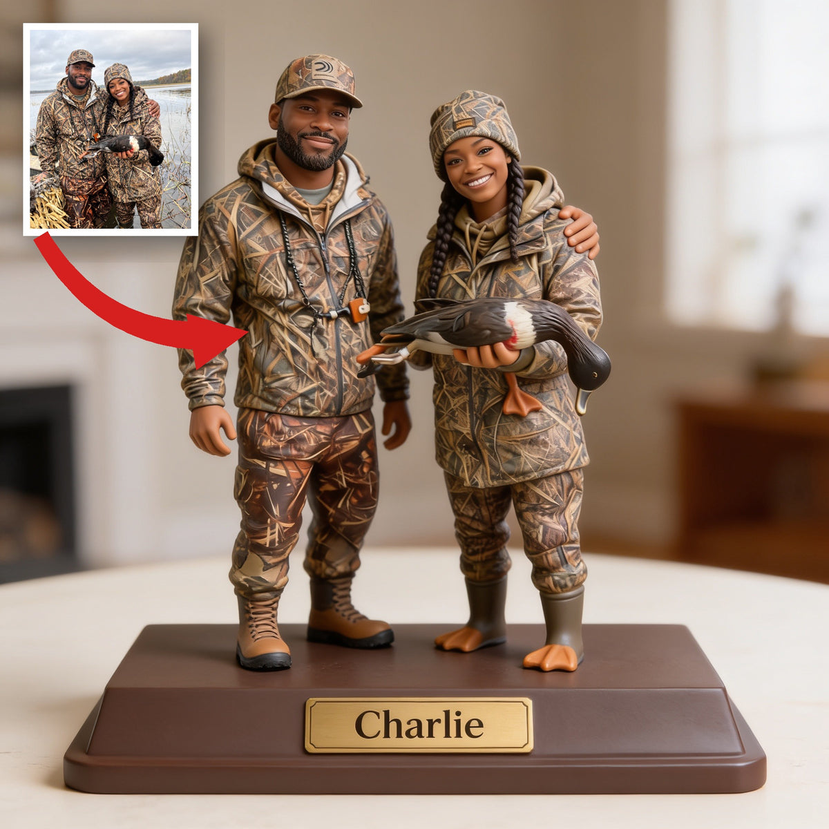 Personalized Black Hunting Couple Custom Shaped Acrylic Plaque Hunter Gift