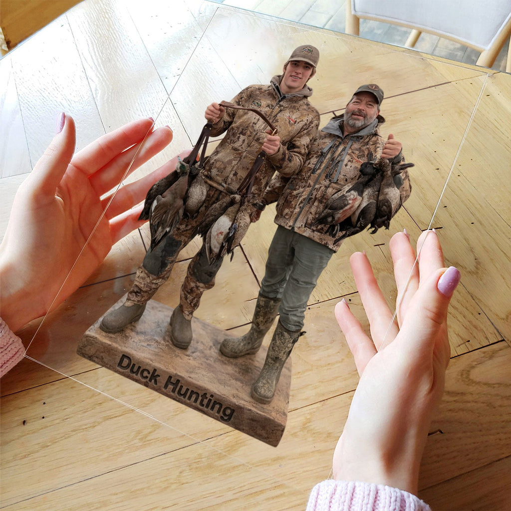 Personalized Middle-Aged Hunter with Deer Shaped Acrylic Plaque Hunting Gift