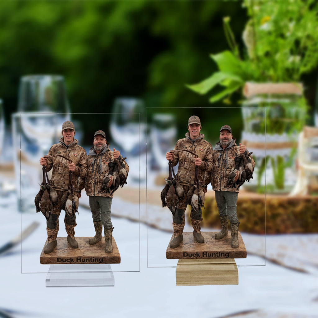 Personalized Middle-aged Duck Hunting Couple Custom Shaped Acrylic Plaque Hunting Gift