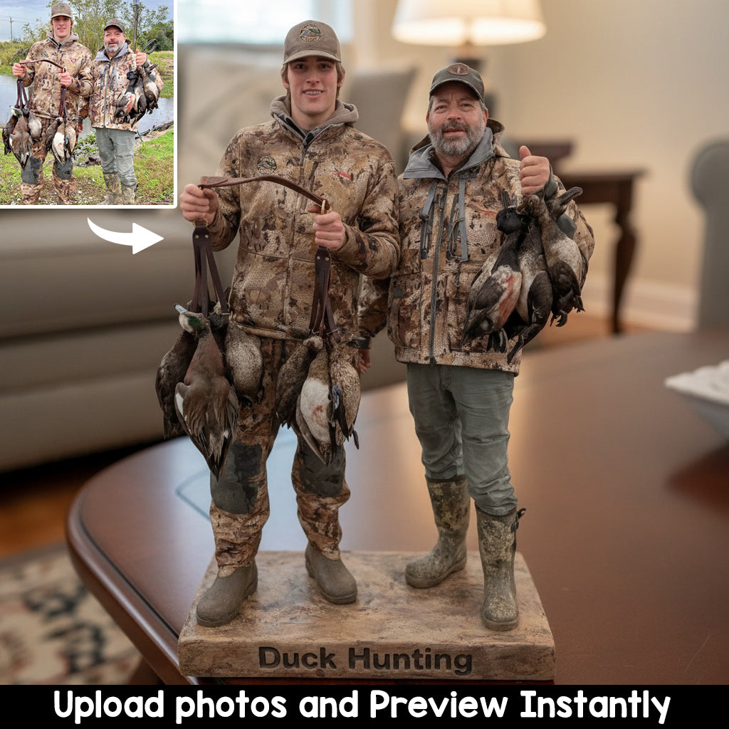 Personalized Middle-aged Duck Hunting Couple Custom Shaped Acrylic Plaque Hunting Gift