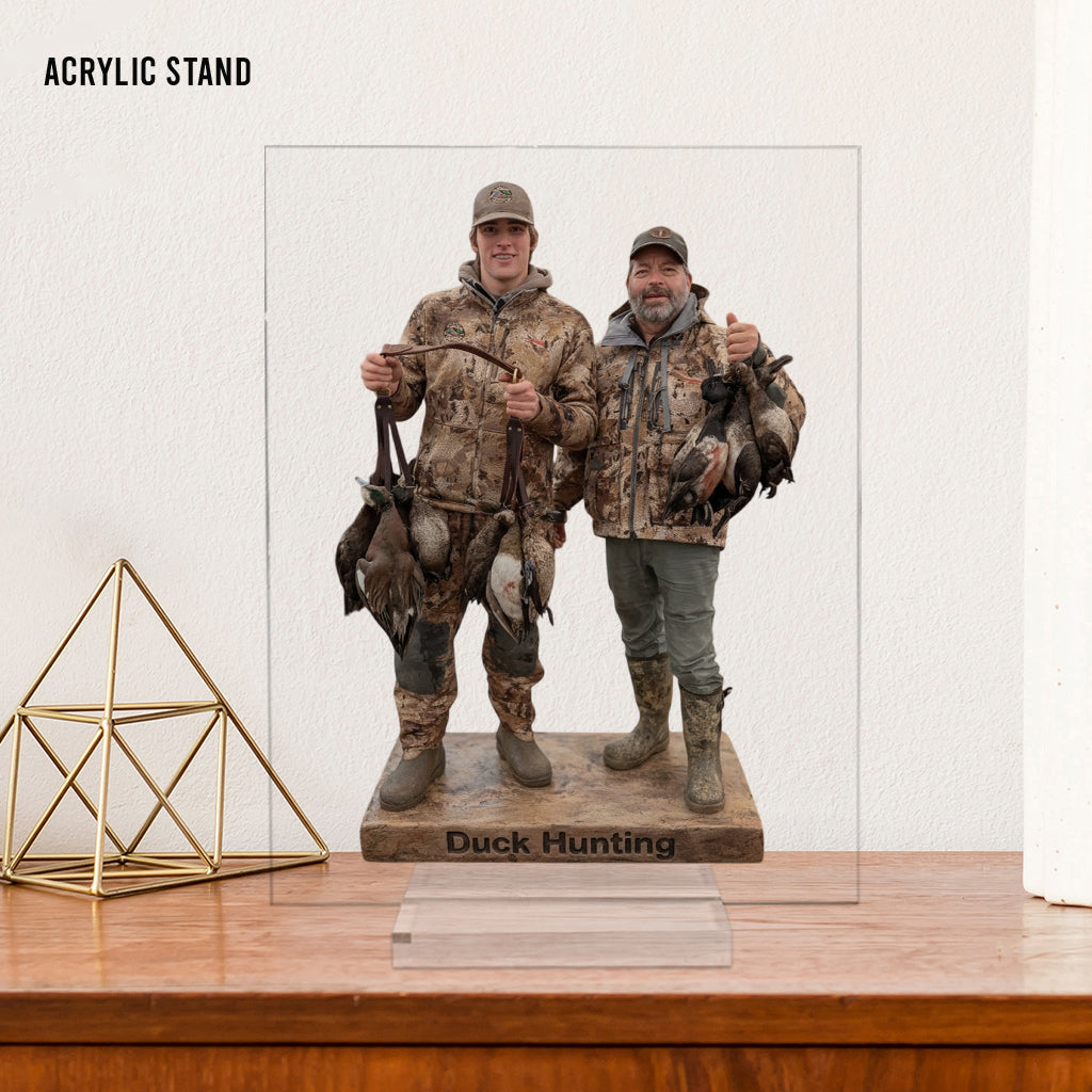 Personalized Middle-aged Duck Hunting Couple Custom Shaped Acrylic Plaque Hunting Gift
