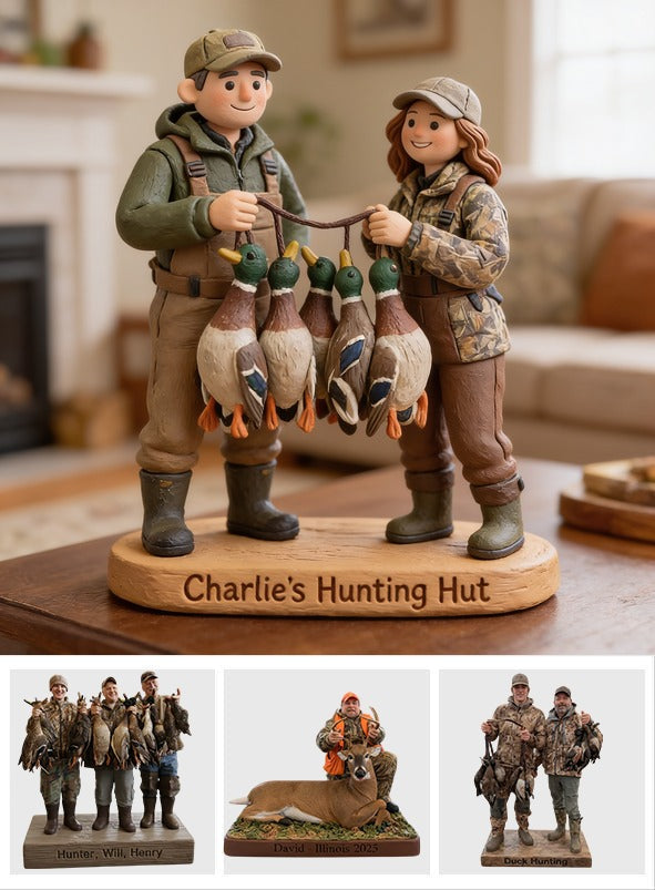 Personalized Middle-aged Duck Hunting Couple Custom Shaped Acrylic Plaque Hunting Gift