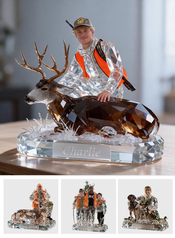 Personalized Hunter with Deer Custom Shaped Acrylic Plaque Hunting Lover Gift