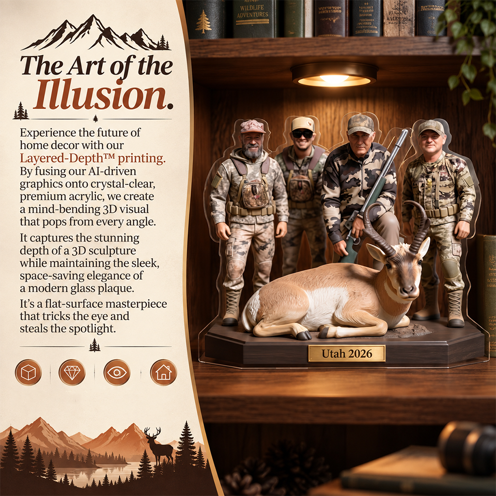 Personalized Hunting Couple with Deer Custom Shaped Acrylic Plaque Hunting Gift
