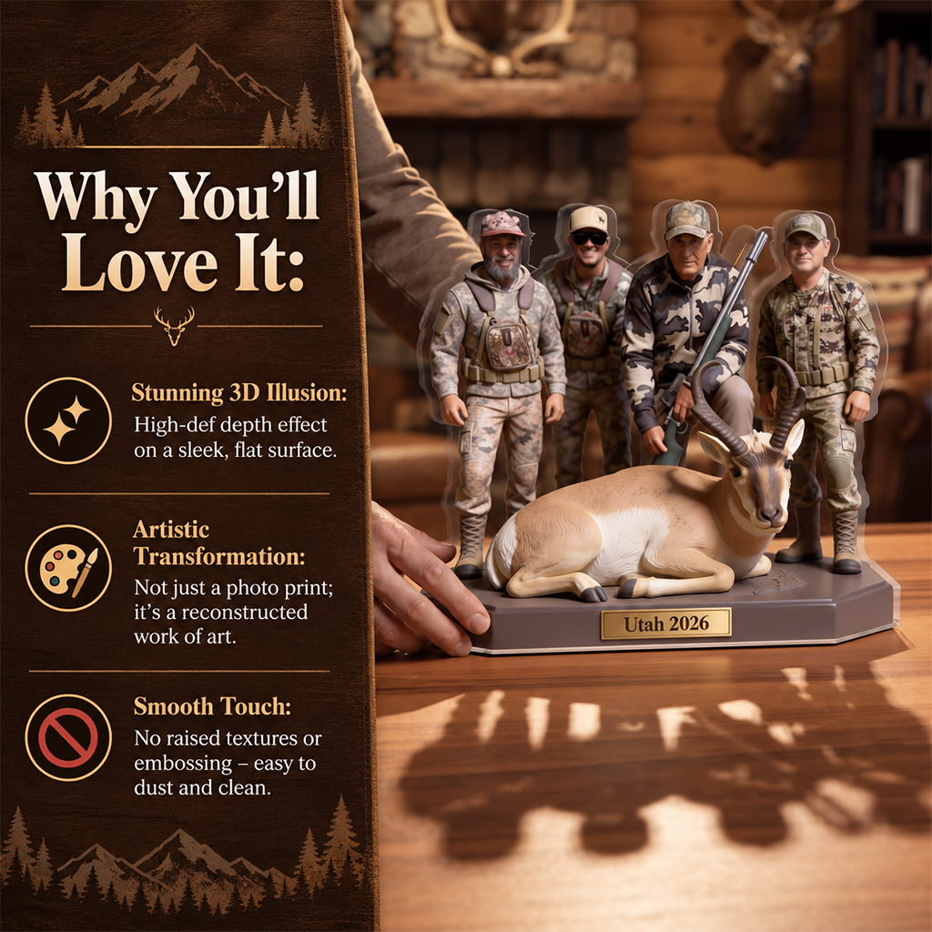 Personalized Hunting Family with Deer Custom Shaped Acrylic Plaque Hunting Gift