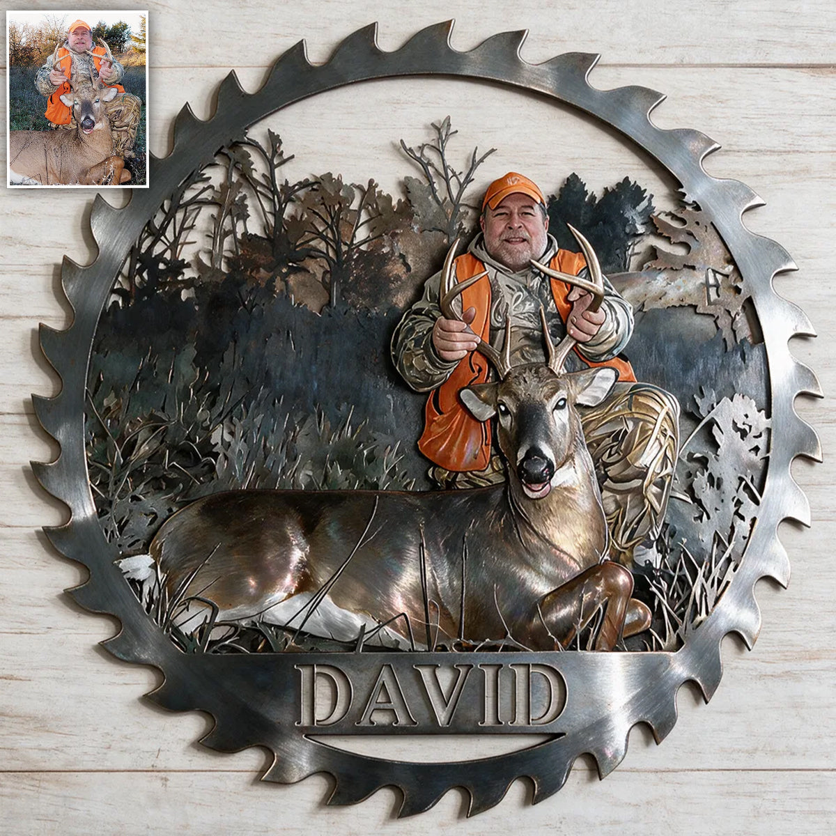 Personalized Hunting Couple with Deer 3D Cut Metal Sign Hunting Wall Decor