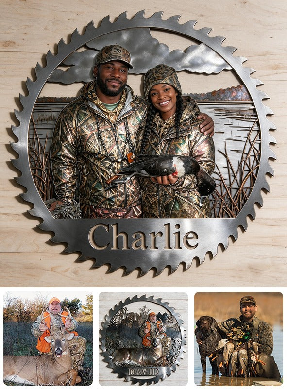 Personalized Black Hunting Couple 3D Cut Metal Sign Hunting Wall Decor Gift