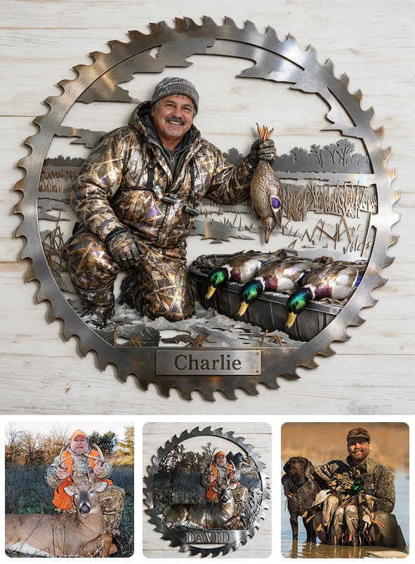 Personalized Middle-Aged Latino Duck Hunter 3D Cut Metal Sign Hunting Wall Decor