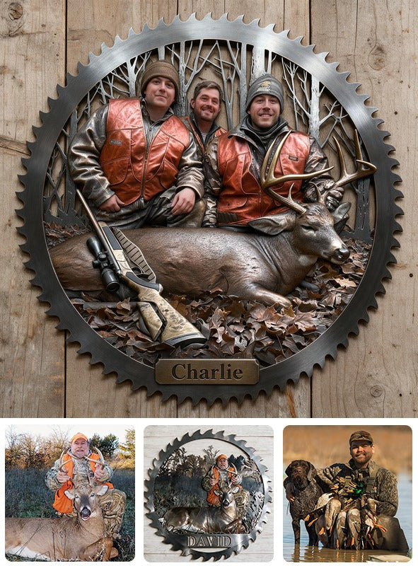 Personalized Hunting Group with Deer 3D Cut Metal Sign Hunting Wall Decor