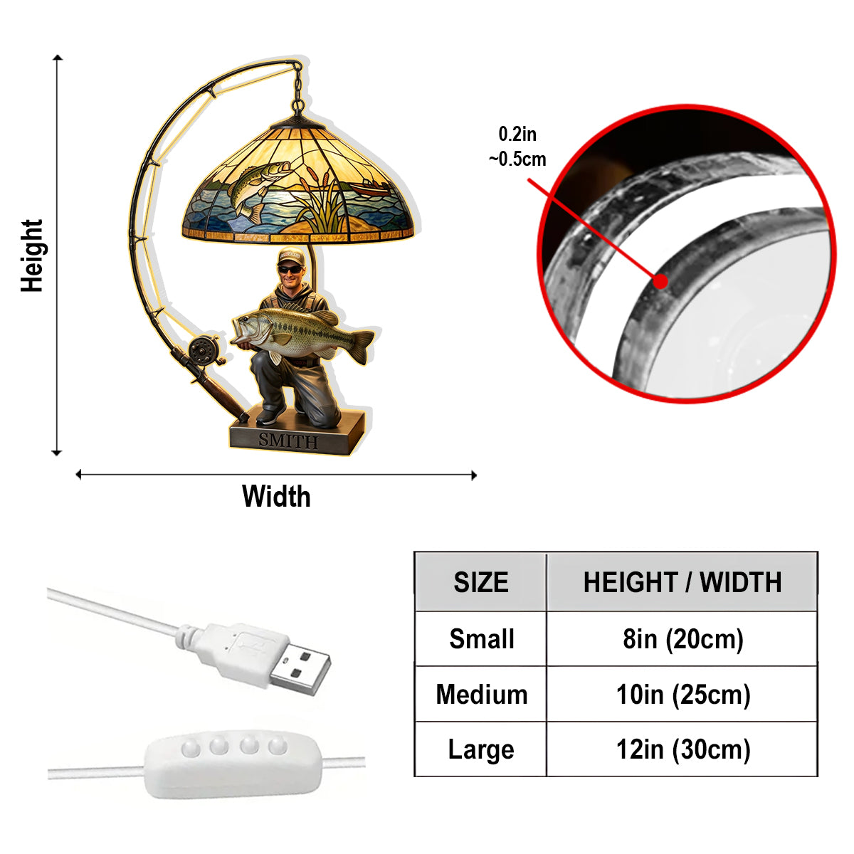 Personalized Fishing Group Acrylic LED Night Light, Fishing Lovers Gift