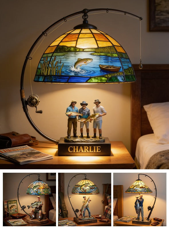 Personalized Fishing Group Acrylic LED Night Light, Fishing Lovers Gift