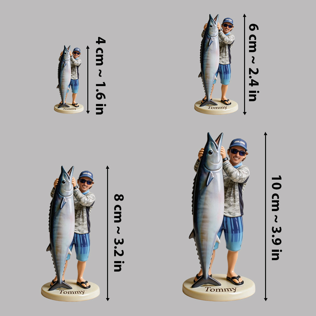 Personalized Father and Child with Fish Custom 3D Figurine Fishing Keepsake Gift