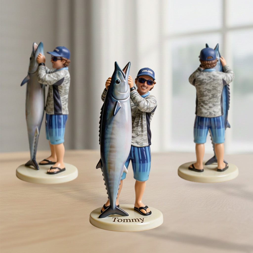 Personalized Middle-Aged Fishing Couple 3D Figurine Custom Keepsake Gift