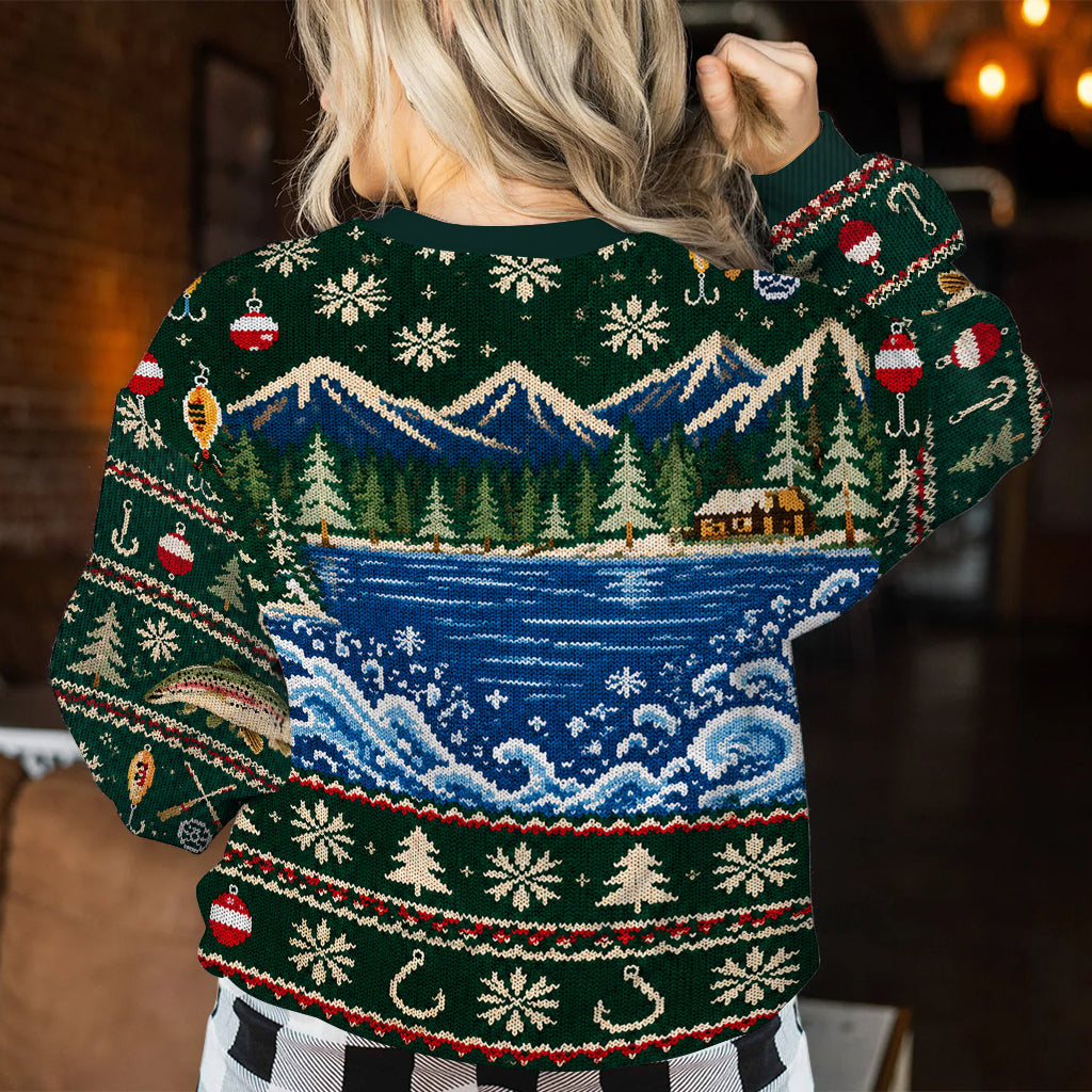 Personalized Christmas Black Fisherman Riding Fish Ugly Sweater