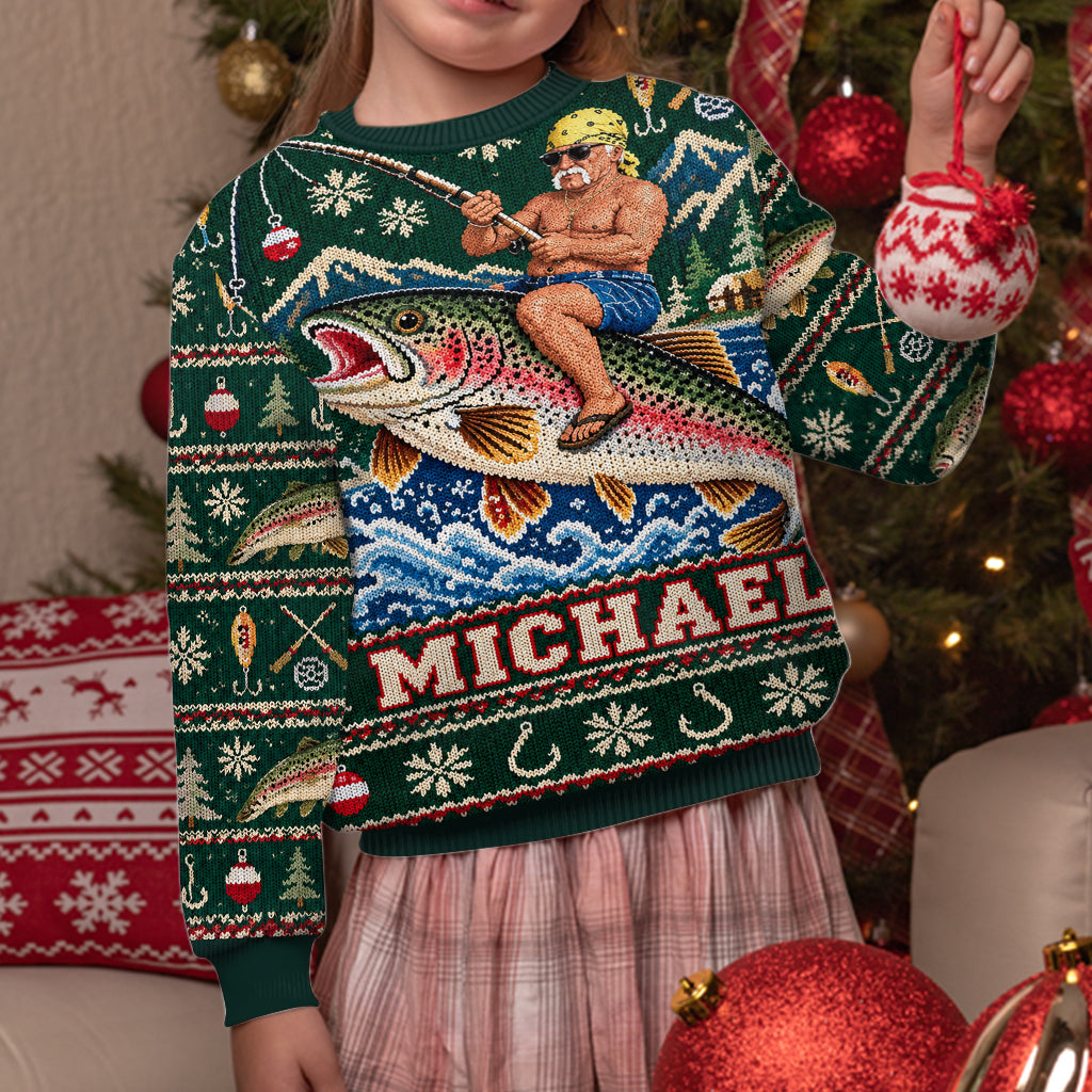 Personalized Christmas Fishing Couple Ugly Sweater