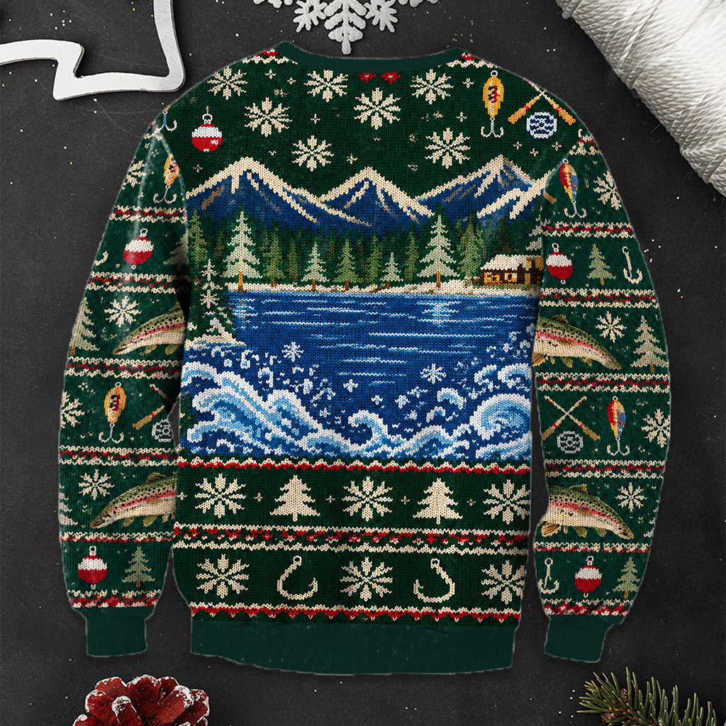 Personalized Christmas Latino Fisherman Riding Fish Ugly Sweater, Fishing Lover Gift