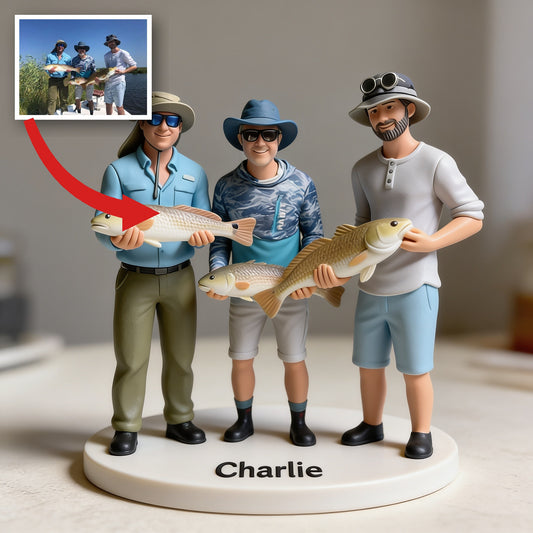 Figurine 3D Personnalisée de Groupe de Pêche Cadeau Souvenir