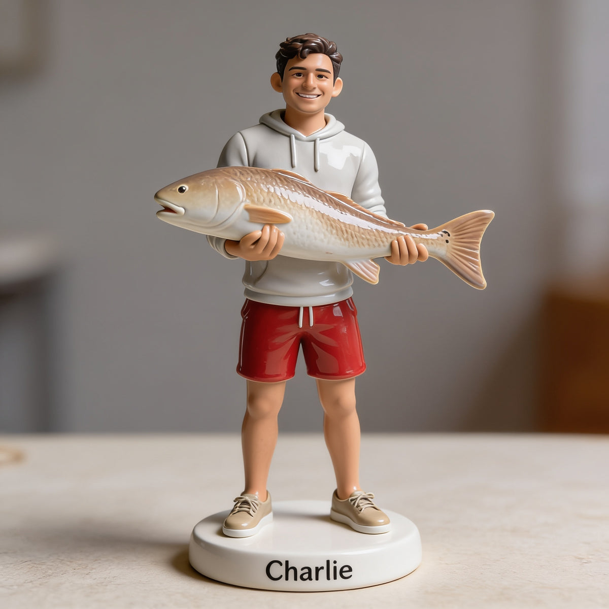 Personalized Latino Fisherman 3D Figurine Custom Fishing Keepsake Gift