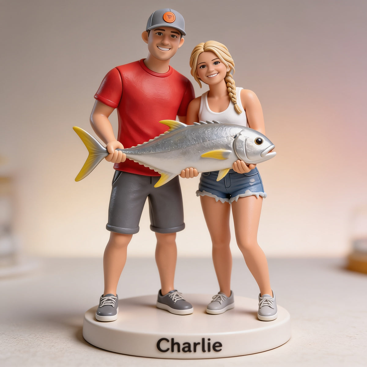 Personalized Fishing Couple Custom 3D Figurine Keepsake Gift