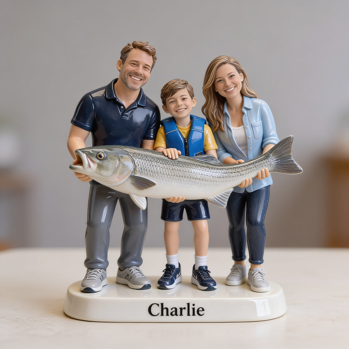 Personalized Fishing Family 3D Figurine Custom Keepsake Gift