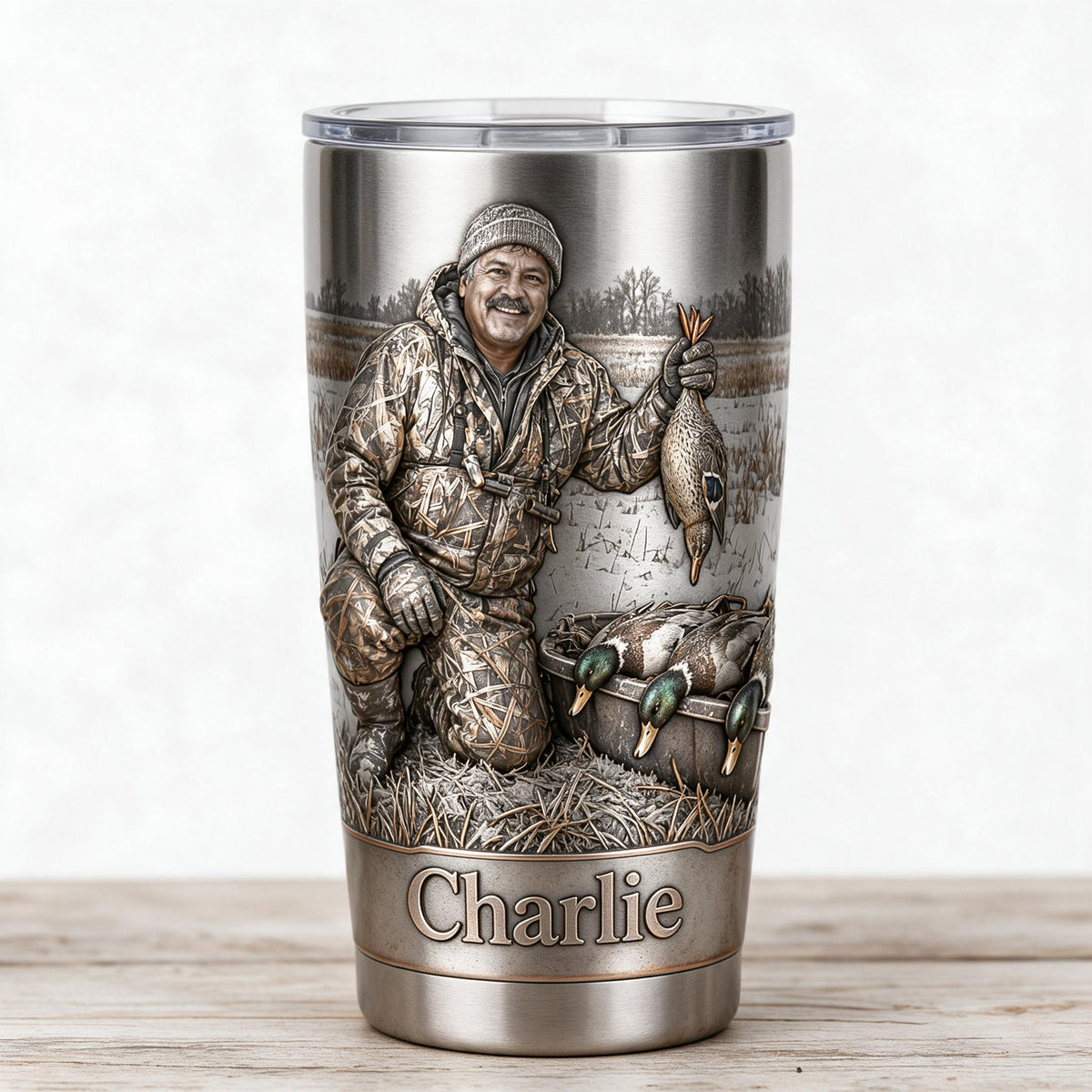 Tasse Personnalisée pour Chasseur de Canards Latino d'Âge Moyen, Cadeau de Chasse