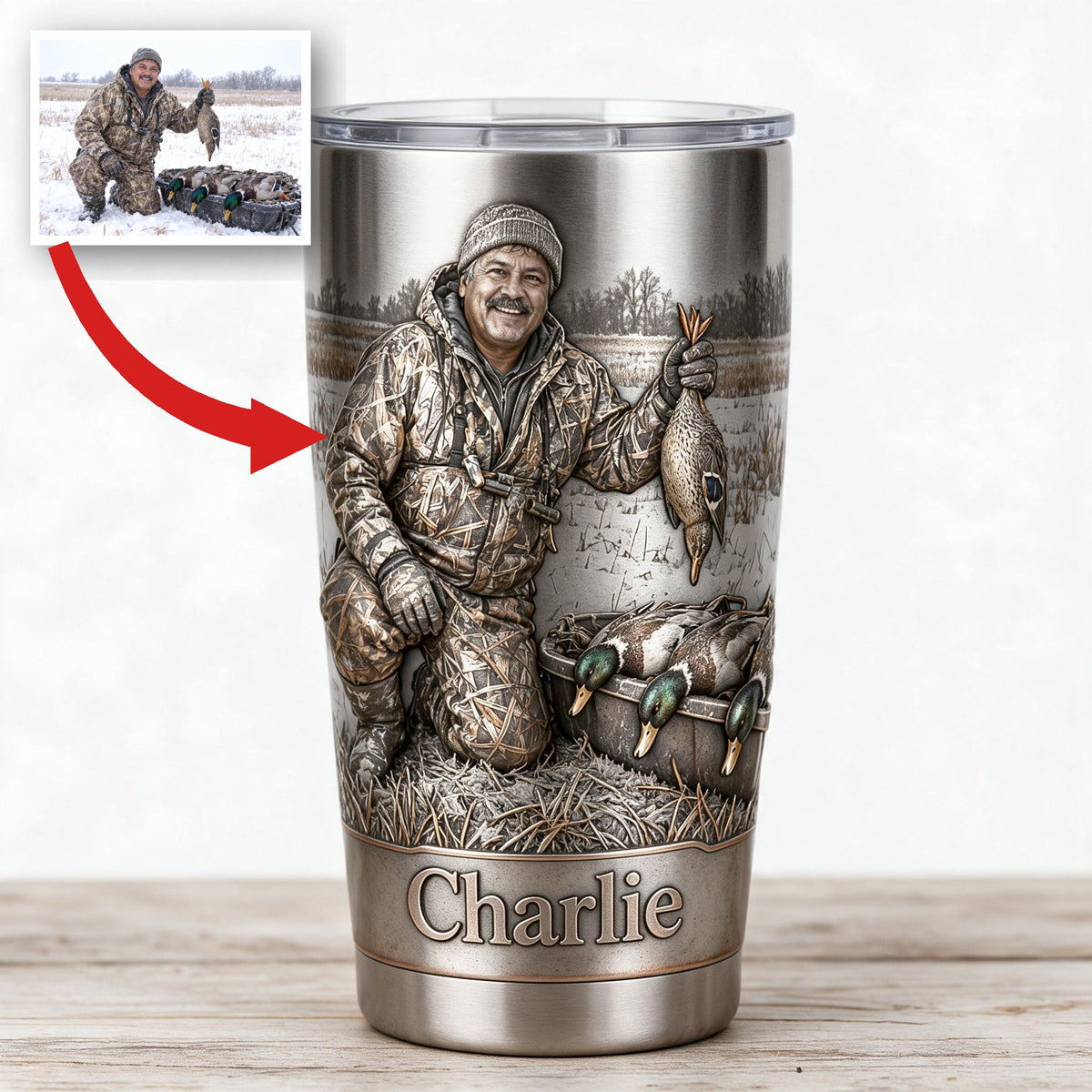 Tasse Personnalisée pour Chasseur de Canards Latino d'Âge Moyen, Cadeau de Chasse