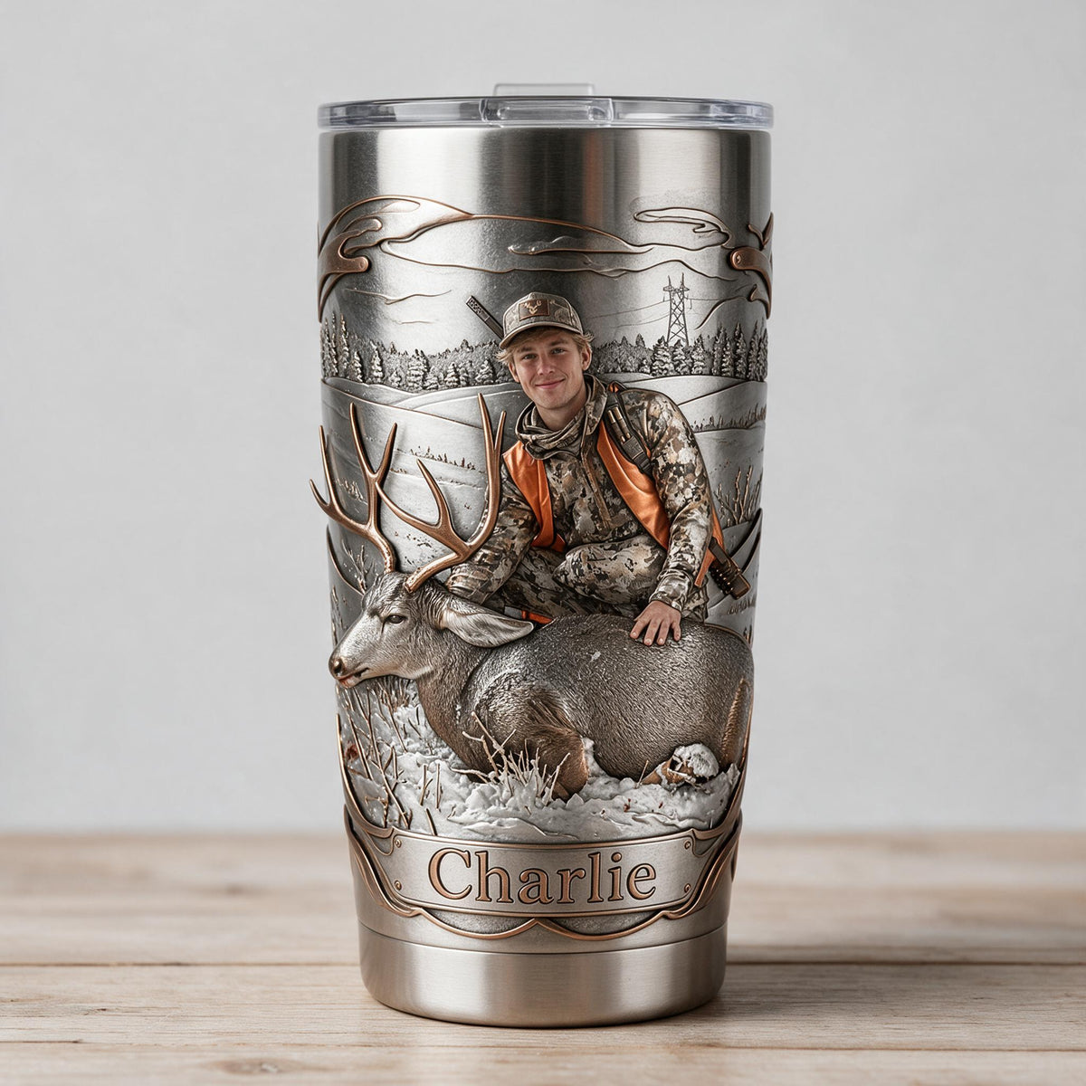 Tumbler de Chasse Personnalisé avec Cerf