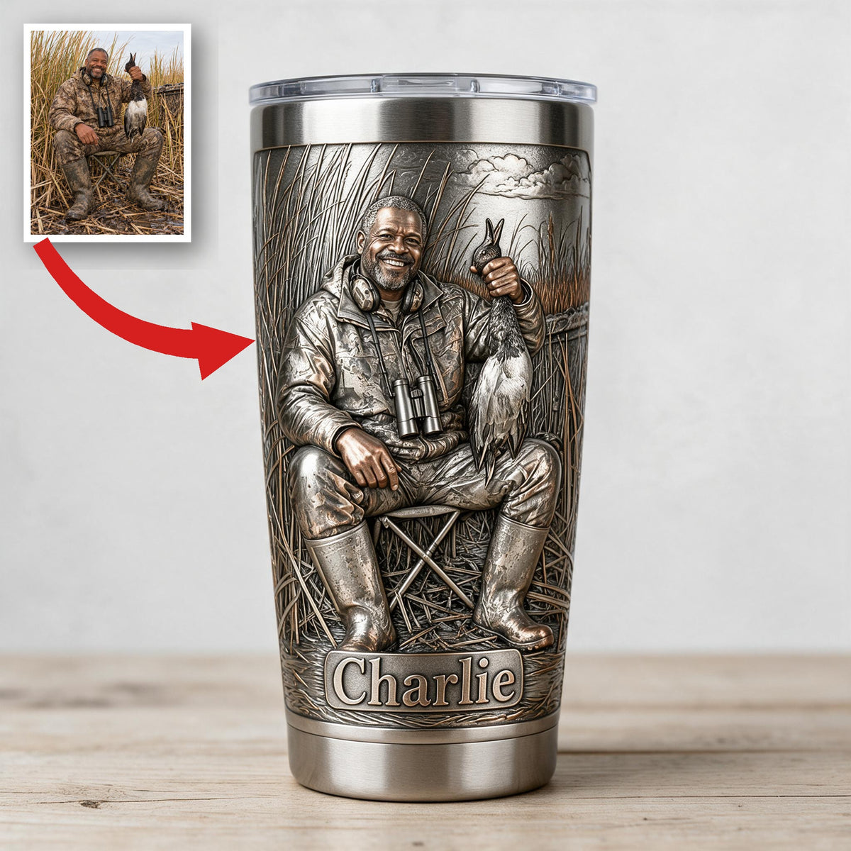 Tasse Personnalisée Chasseur de Canard Noir d'Âge Moyen