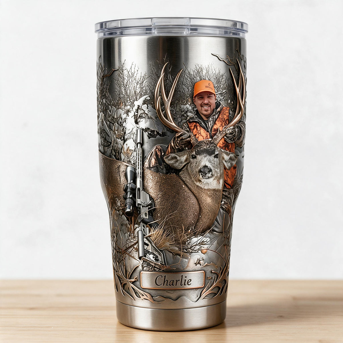 Chasseur Personnalisé d'Âge Moyen avec Tasse de Chasse au Cerf