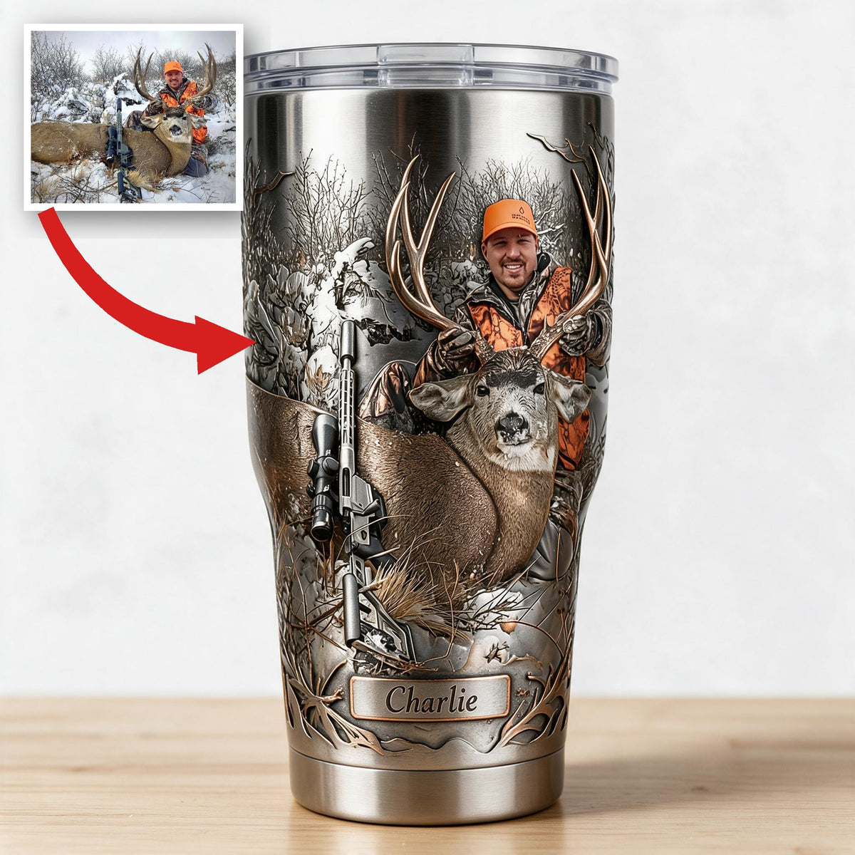 Chasseur Personnalisé d'Âge Moyen avec Tasse de Chasse au Cerf