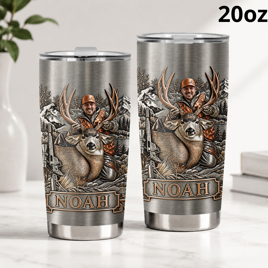 Personalized Custom Photo Father and Child Duck Hunters Tumbler Hunting Gift