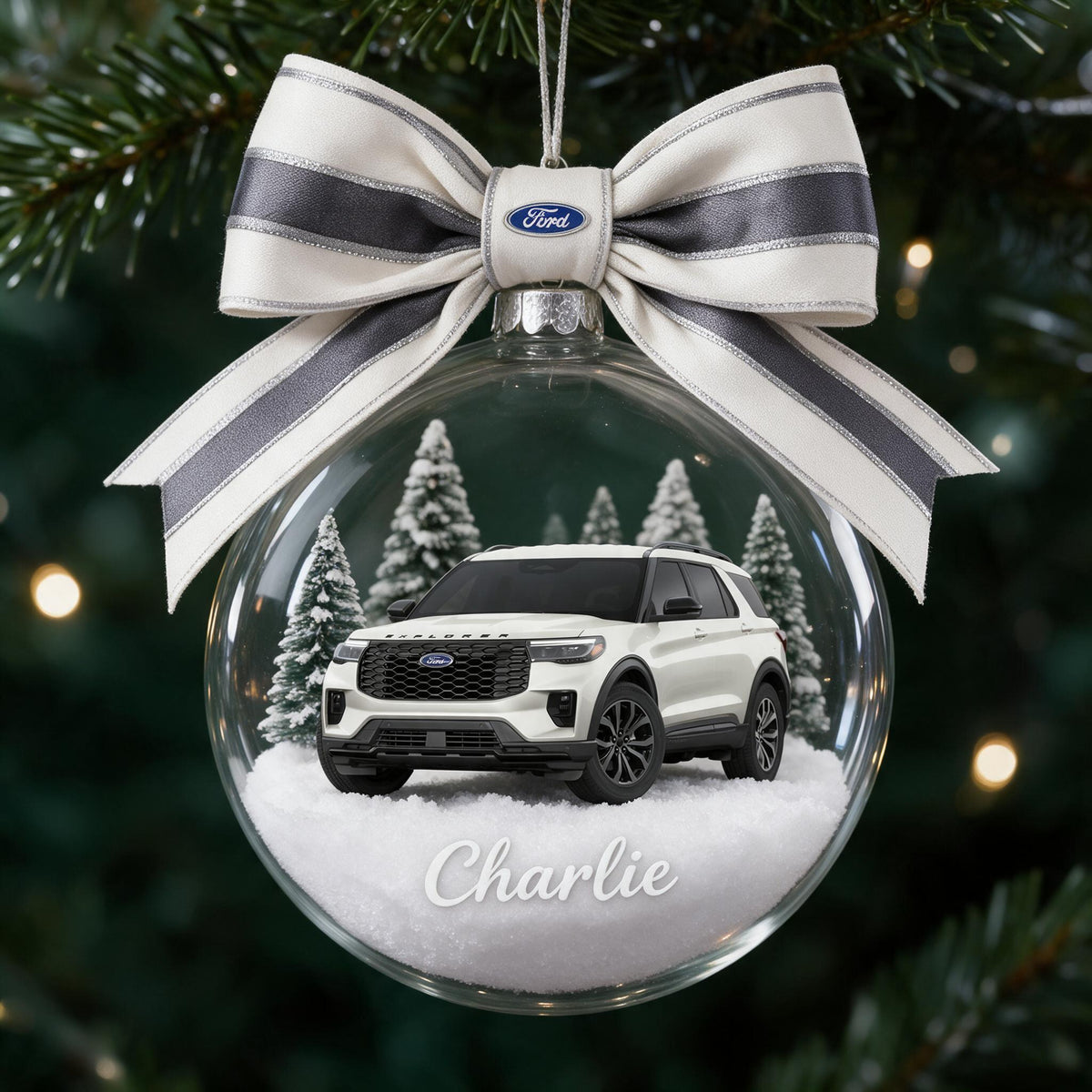 Ornement de globe de neige Ford Explorer SUV personnalisé pour Noël