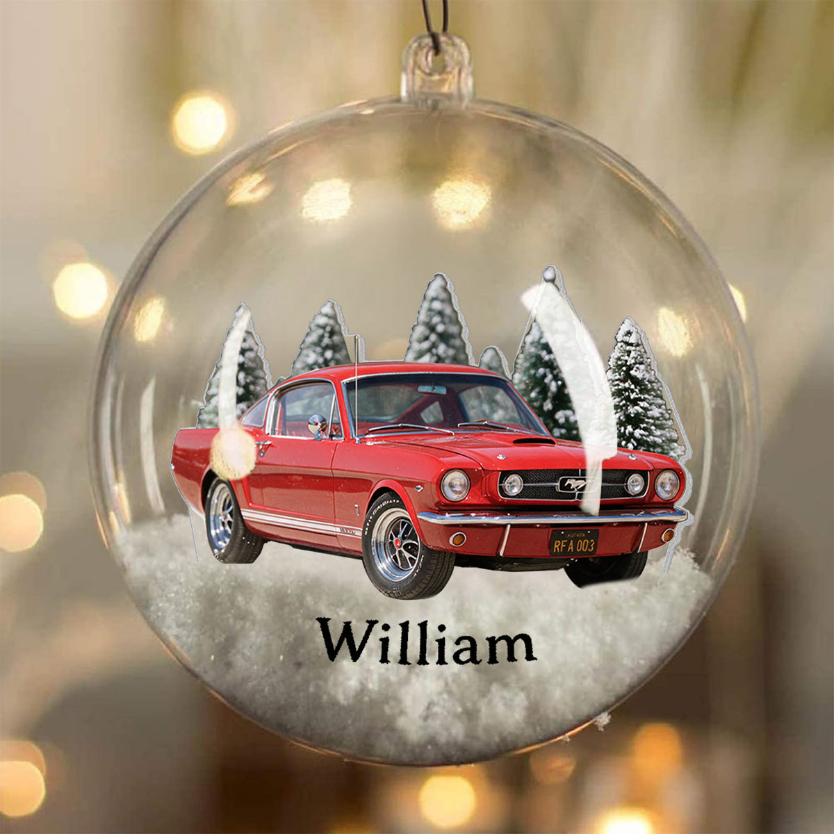 Personalized Christmas White Hyundai Tucson Snow Globe Ornament Car Lover Gift