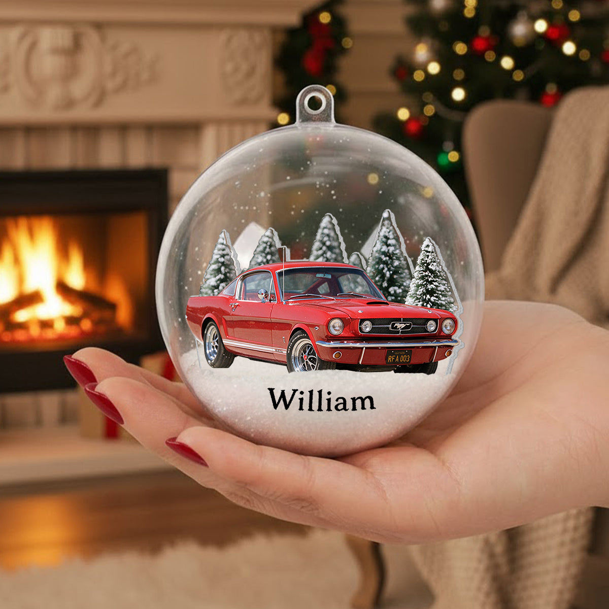 Personalisierter Weihnachts-GMC Pickup Truck Schneekugel Ornament, Geschenk für Truck-Liebhaber