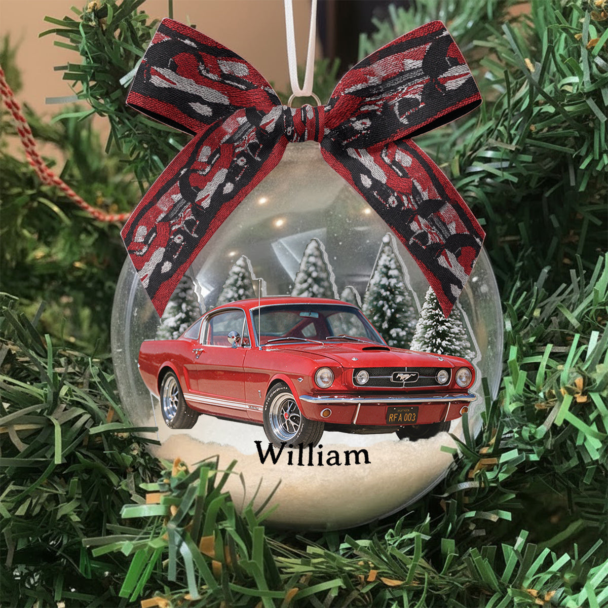 Personalized Christmas White Toyota Tacoma Pickup Truck Snow Globe Ornament Car Lover Gift