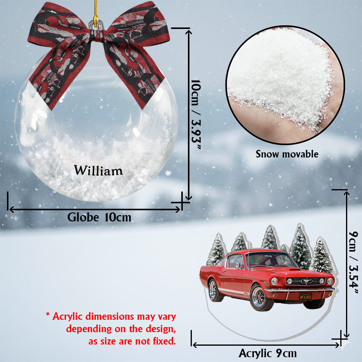 Ornement de globe de neige Ford Explorer SUV personnalisé pour Noël