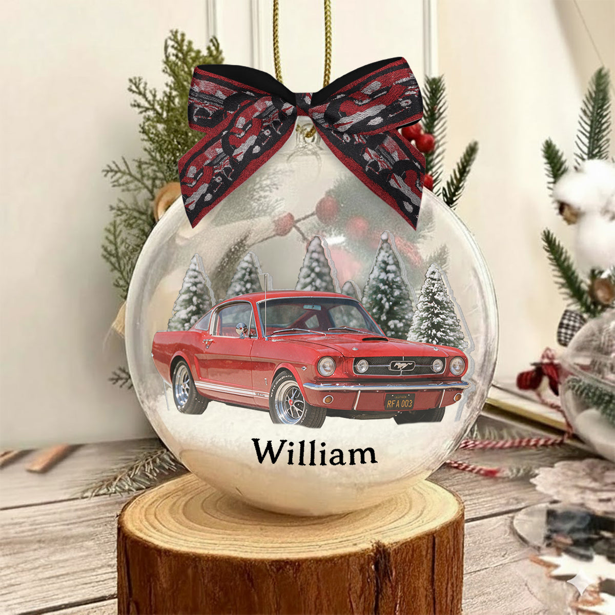 Personalisierte Weihnachts-Grey Honda Civic Schneekugel Ornament Geschenk für Autofans
