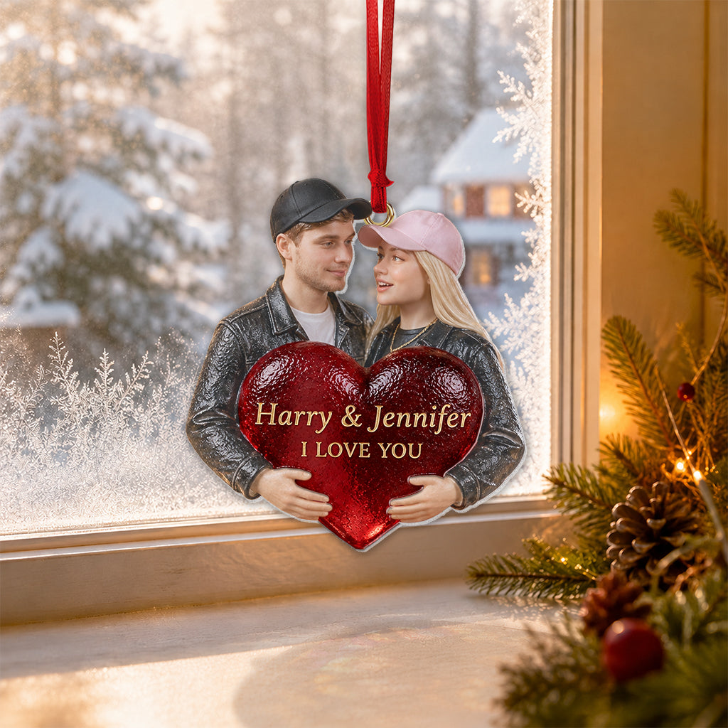 Personalized Black Gay Couple Christmas Glass Ornament Couple Gift