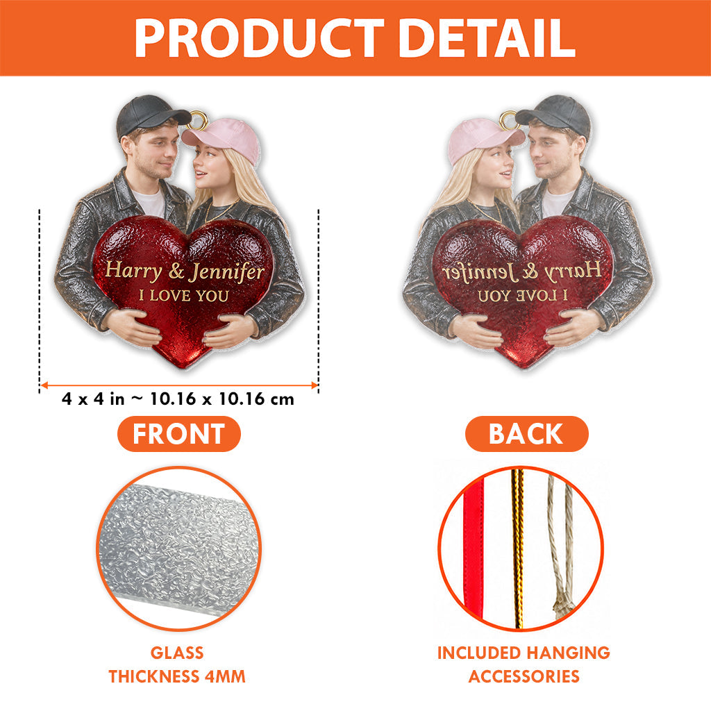 Personalized Christmas Lesbian Couple Custom Shape Glass Ornament Couple Keepsake