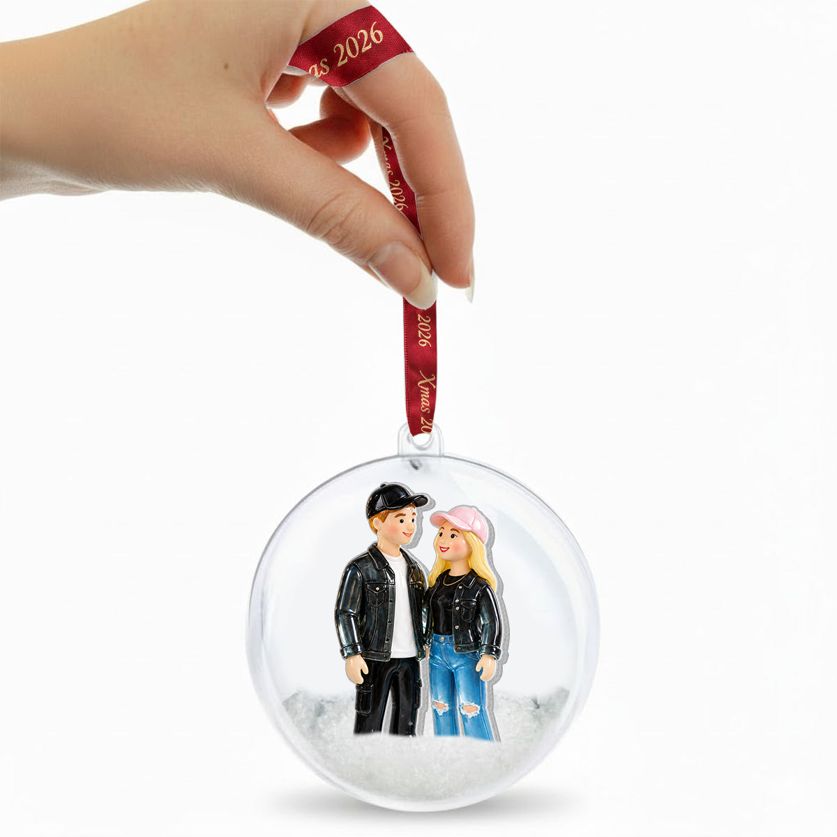 Personalized Christmas Gay Couple Snow Globe Ornament LGBT Holiday Gift
