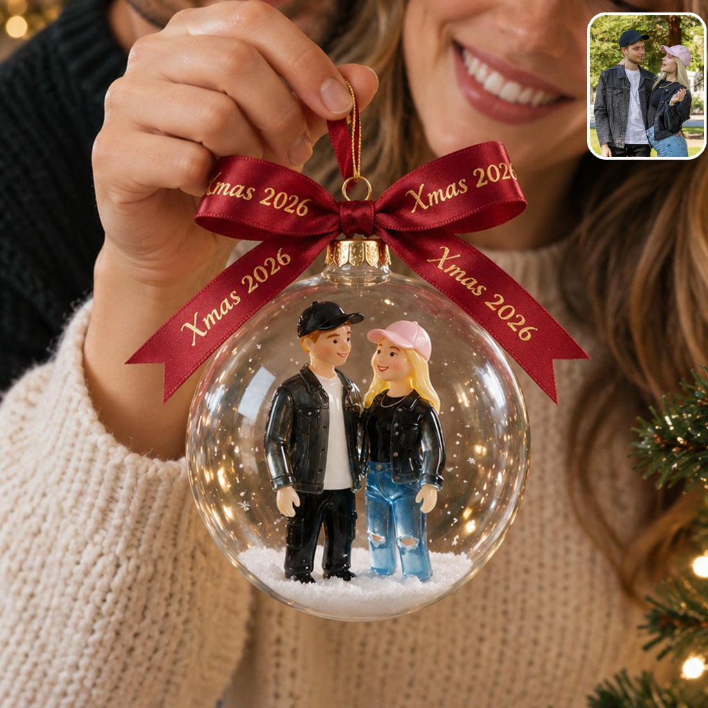 Personalized Christmas Wedding Latino Couple Snow Globe Ornament Newlywed Keepsake