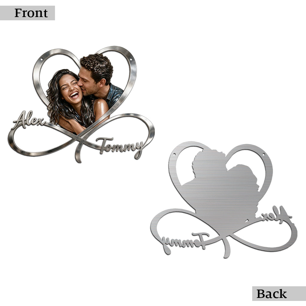 Personalized Custom Photo Wedding Latino Couple Infinity Heart Metal Sign Bedroom Wall Decor