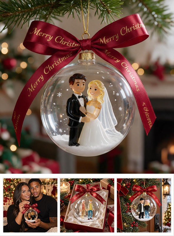 Personalisierte Weihnachts-Hochzeits-Paar Schneekugel Ornament Geschenk