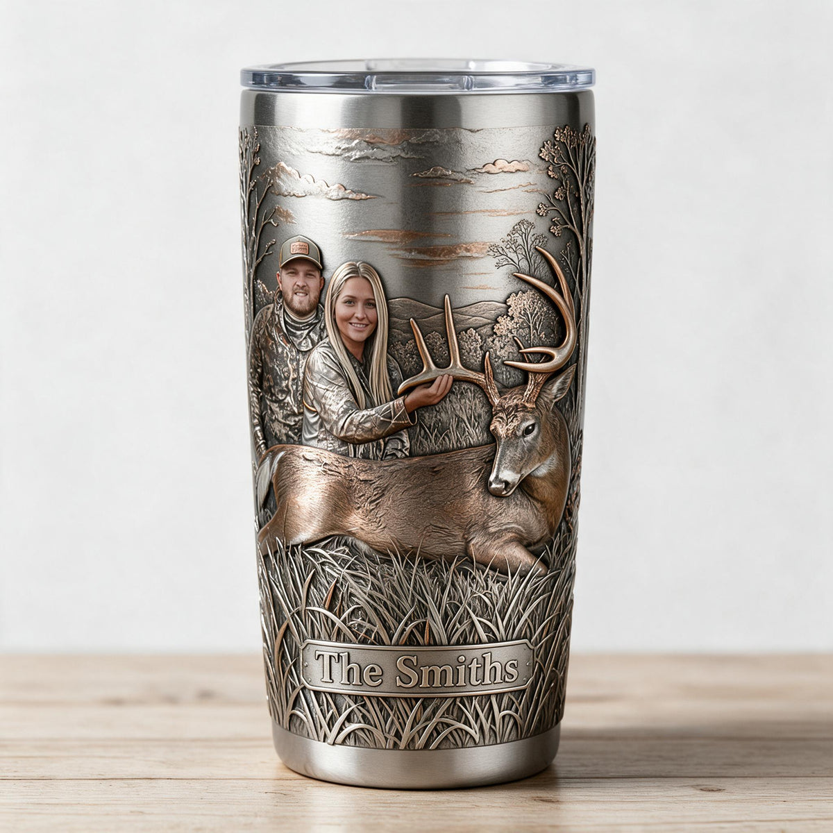 Personalized Custom Photo Hunting Couple with Deer Tumbler Hunting Gift