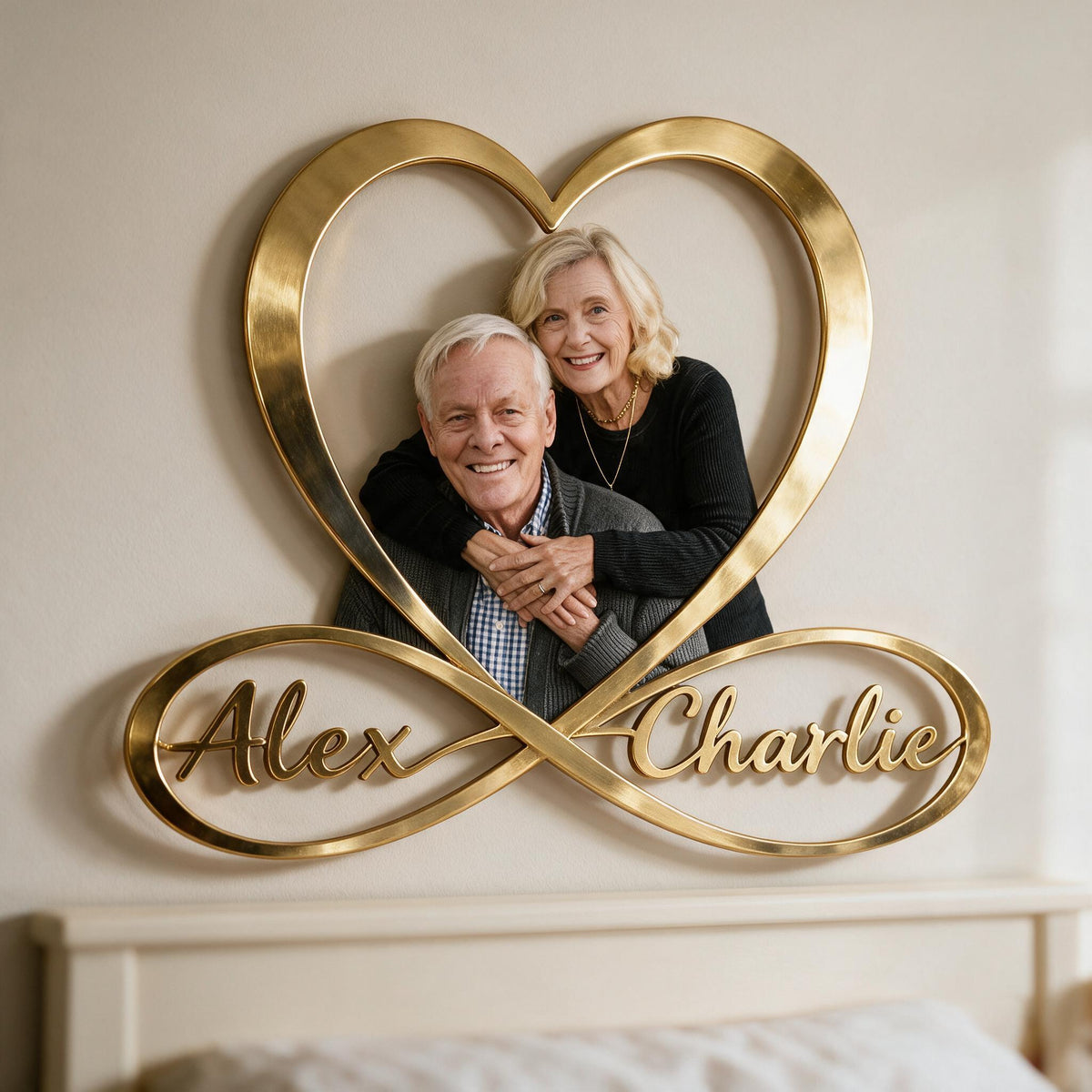 Personalisierte Foto Metall-Schild für ältere Paare - Infinity Herz